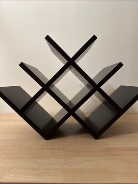 Contemporary Dark Brown Wooden Wine Rack - Diamond Grid Design